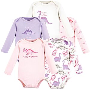 5-Pack Touched by Nature Baby Organic Cotton Bodysuits (Retro Dino) $9.40 