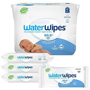 4-Pack 60-Count WaterWipes Original Baby Wipes (Unscented & Hypoallergenic) $10.59 w/ S&S and More + Free Shipping w/ Prime or on $35+