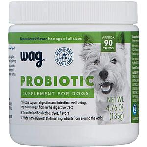 90-Count Amazon Wag Probiotic Supplements Chews for Dogs (Duck) $8.50 w/ Subscribe & Save