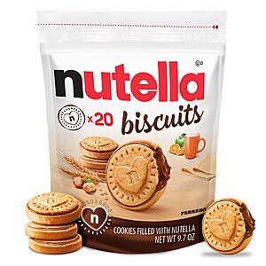 20-Count Nutella Hazelnut Spread w/ Cocoa Biscuit Cookies (9.7-Oz Total) $2.75 w/ Subscribe & Save