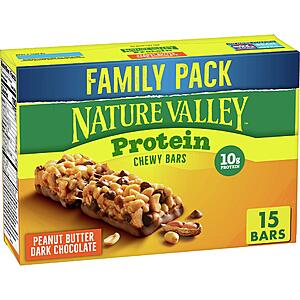 15-Count Nature Valley Protein Chewy Granola Bar Family Pack (Peanut Butter Dark Chocolate) .41 (<img src=