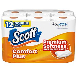 12-Count Scott ComfortPlus 1-Ply Double Toilet Paper Rolls $5.07 w/ S&S + Free Shipping w/ Prime or on $35+