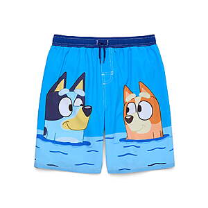 Bluey Boys’ Graphic Swim Trunks with UPF 50+ (Blue or Black) $5.39 + Free S&H w/ Walmart+ or on $35+