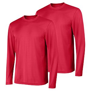 2-Pack Hanes Men's Cool DRI Long Sleeve T-Shirts (Deep Red) $10.15