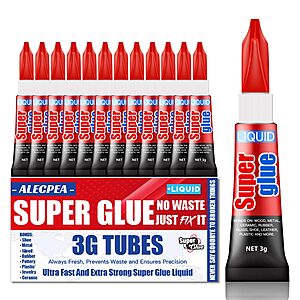 12-Count 3g Single Use Super Glue Liquid .80