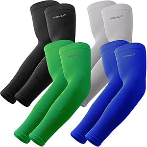 4-Pairs YQXCC Sports Compression Arm Sleeves w/ UV 50+ Sun Protection (4 colors) .25