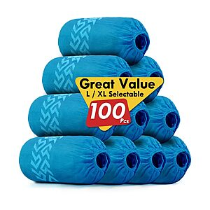 100-Pack (50-Pairs) Disposable Shoe Covers $5.38 w/ S&S + Free Shipping w/ Prime or on $35+