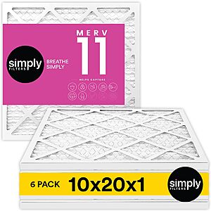 6-Pack 10x20x1 Simply Air Filters (Merv 11, MPR 1000) $28.03 w/ S&S + Free Shipping w/ Prime or on $35+