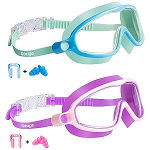 2-Pack Seago Anti-Fog Anti-UV Wide View Swimming Goggles for Kids .49 + Free Shipping w/ Prime or on +