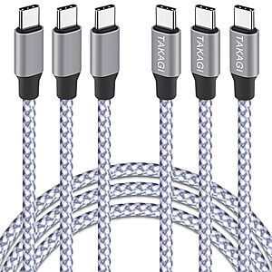 3-Pack Takagi 3' USB-C to USB-C 60W Fast Charging Cable alt=