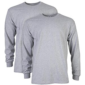 2-Pack Gildan Adult Ultra Cotton Long Sleeve T-Shirts (Sport Grey) .50
