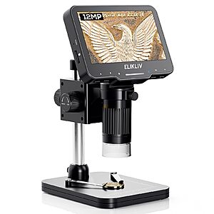 4.3'' Elikliv Coin Microscope w/ 8 Adjustable LED Lights & PC View Compatible (EDM4 Max) $19.99 + Free Shipping w/ Prime or on $35+