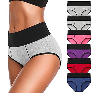 6-Pack Eiggam Women's Full-Coverage Brief Panties Underwear (Assorted Colors, Size: Large & X-Large only)  $9.98 + Free Shipping w/ Prime or on $35+