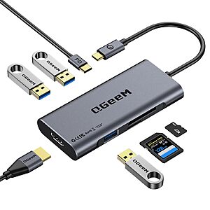 QGeeM 7-in-1 USB C Dock Adapter w/ HDMI, MicroSD, USB 3.0, USB Type C Ports .22 + Free Shipping w/ Prime or on +