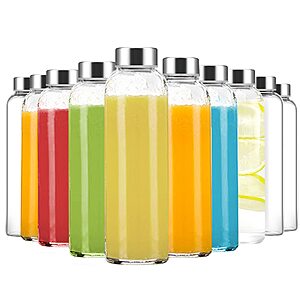Prime Members: 10-Pack 24-Oz Luxfuel Glass Juice Bottles w/ Lids .60 + Free Shipping