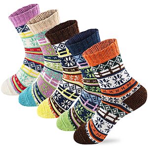 Prime Members: 5-Pairs Lisacool Women's Wool Blend Cozy Crew Socks $4.80 + Free Shipping