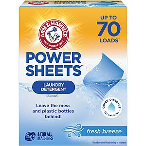 35-Count Arm & Hammer Power Sheets Laundry Detergent (Fresh Breeze) $5 w/ Subscribe & Save