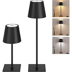 Prime Members: 2-Pack Kakanuo 5000mAh Rechargeable Dimmable Table Lamp (Black)  + Free Shipping