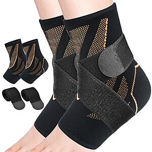 1-Pair CYCLXY Ankle Compression Sleeve with Strap (Classic Copper) 