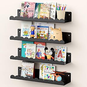 4-Pack 17" Gattlukd Metal Floating Shelves (Black or White) $9.70 