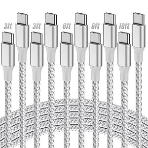 5-Pack SwaggWood 60W Fast Charging USB-C to USB-C Cables (3/3/6/6/10FT) $3.50 