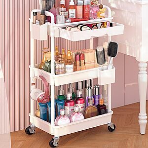 3-Tier Goovilla Rolling Makeup Organizer Cart w/ Removable Drawer (Various) $17.99 + Free Shipping w/ Prime or on $35+