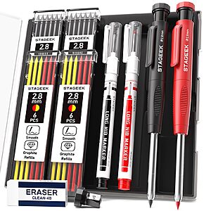 STAGEEK Mechanical Carpenter Pencil Set w/ Sharpener, Refills & Pouch (Various) from $8.58 w/ S&S + Free Shipping w/ Prime or on $35+ $8.1