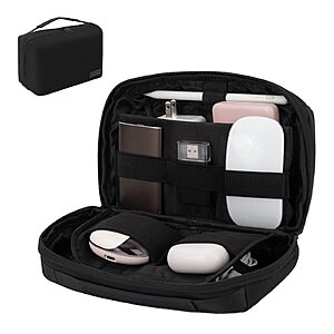 LENTION Water Resistant Electronics Organizer Case w/ Handle (9.06" x 3.74" x 5.51") $11 