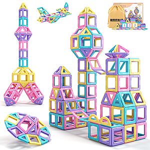 Prime Members:44-Piece Rurvale Kids' Magnetic Building Tiles (Assorted Colors) $9 + Free Shipping