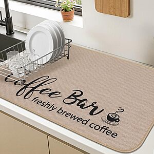 12"x 20" Findosom Dish Drying & Coffee Bar Mat (Linen) $4.99 + Free Shipping w/ Prime or on $35