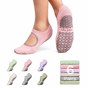 6-Pairs YOTTOY Women's Pilates Socks (Multicolor or Pink,One Size) $6.71 + Free Shipping w/ Prime or on $35