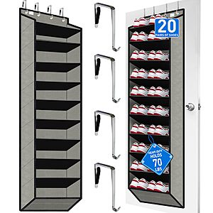 10-Tier zebricolo Over the Door Extra Large Shoe Organizer $15.59 + Free Shipping w/ Prime or on $35