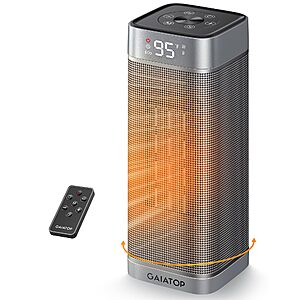 Gaiatop 1500W PTC Ceramic Portable Indoor Electric Space Heater w/ Remote,5 Modes,60° Oscillating,12H Timer $34.19 + Free Shipping w/ Prime or on $35