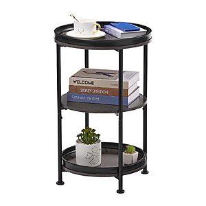 [Prime] Dulcii 3-Tier Steel Frame Round Side Table (Grey) $21.41 + Free Shipping