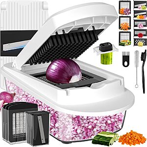 ukeetap 8-Blade All-in-One Vegetable Chopper w/ 1.7L Container (White) $9.35 