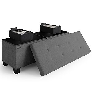 43" STORAGEBUD Storage Ottoman Bench w/ Bins (Grey) $33.41 + Free Shipping w/ Prime or on $35+
