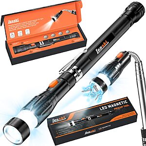Lenski Telescoping Extendable Magnetic Pickup LED Flashlight (Black) $8.50 