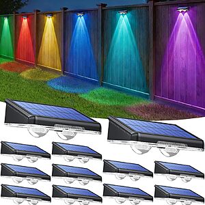 12-Pack TECKNET Solar Dusk to Dawn Fence Lights Outdoor $25.59 + Free Shipping w/ Prime or on $35+