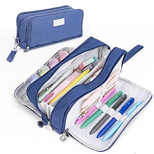 Four Candies 3-Compartment Large Pencil Case w/ Removable Handle (4 Colors) $6 