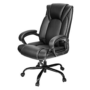 OUTFINE Executive Office Desk Chair w/ 5-Year hydrolysis-Resistant Leather Spring Cushion (Black or Brown, Fixed Arm Medium) $70.39 + Free Shipping
