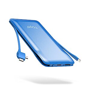 [Prime] 10000mAh TG90&deg; Power Bank Portable Charger w/ Built-in Cables $10.99 + Free Shipping