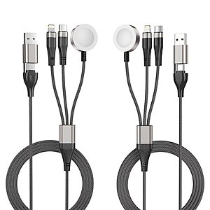 2-Pack 4' Cuanyeon 6-in-1 Multi Charging Cable (Dark grey)  $4.24 + Free Shipping w/ Prime or on $35+