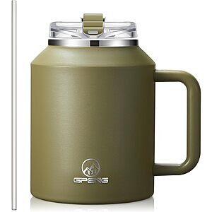50-Oz Gpeng Insulated Stainless Steel Tumbler w/ Handle (2 Colors) $11 