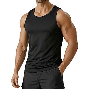 PINSPARK Men's Tank Top UPF 50+ Shirts (Black)