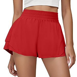 FireSwan 2-in-1 High Waisted Women's Running Shorts w/ Pockets $9 