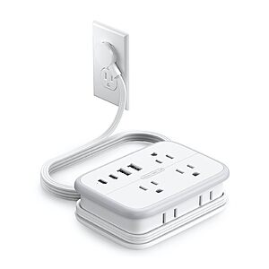 10-in-1 NTONPOWER 4' Extension Power Strip w/ 6 Outlets, 4 USB Ports or on