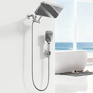 12.2" Jafeton Height Adjustable Dual Rain Shower Head w/ Handheld Spray (various)
