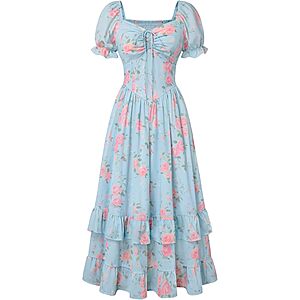 Prime: Scarlet Darkness Women's Floral Puff Sleeve Ruffled Corset Dress (various) $16.50 + Free S&H