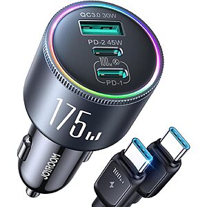 Prime: Joyroom 3-Port Up to 175W Car Charger w/ 4' 100W USB-C Cable $11.10 + Free S&H