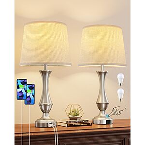 2-Pack 22" Seealle Dimmable Metal Touch Table Lamps w/ USB C+A $29.99 + Free Shipping w/ Prime or on $35+
